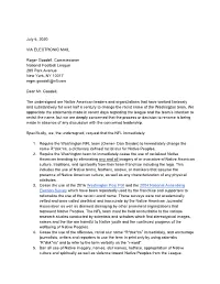 July 6, 2020 VIA ELECTRONIC MAIL Roger Goodell, Commissioner