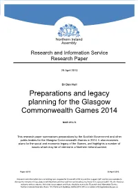 Preparations and Legacy Planning for the Glasgow Commonwealth Games 2014