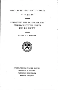 Sustaining the International Economic System: Issues for U.S