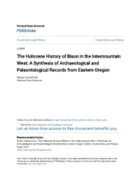 The Holocene History of Bison in the Intermountain West: a Synthesis of Archaeological and Paleontological Records from Eastern Oregon