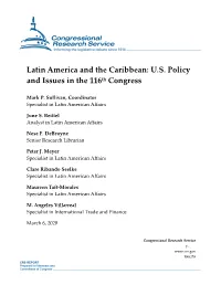 US Policy and Issues in the 116Th Congress