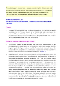 WORKING PAPER No. 30 BROADBRUSH ENVIRONMENTAL COMPARISON of DEVELOPMENT OPTIONS