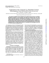 Composition of the Coenzyme F420-Dependent Formate Dehydrogenase from Methanobacterium Formicicum NEIL L
