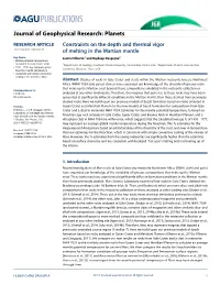 Constraints on the Depth and Thermal Vigor of Melting in the Martian Mantle