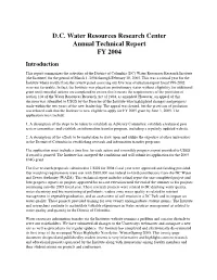 D.C. Water Resources Research Center Annual Technical Report FY