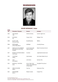 David Wenham CV