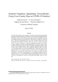 Death by Capitalism: Quantifying ‘Social Murder’ Using Cross-Country Data on COVID-19 Fatalities*