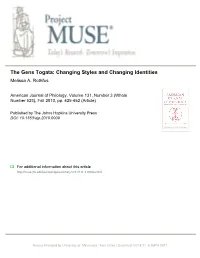 The Gens Togata: Changing Styles and Changing Identities Melissa A