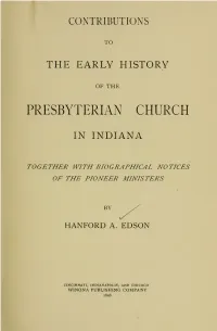 Contributions to the Early History of the Presbyterian