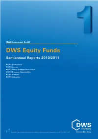 DWS Equity Funds Semiannual Reports 2010/2011