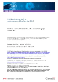 Frazil Ice: a Review of Its Properties, with a Selected Bibliography Williams, G