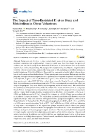 The Impact of Time-Restricted Diet on Sleep and Metabolism in Obese Volunteers