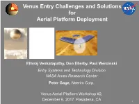 Venus Entry Challenges and Solutions for Aerial Platform Deployment