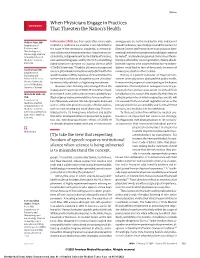 When Physicians Engage in Practices That Threaten the Nation's Health