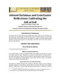 Advent-Christmas and Lent-Easter Reflections