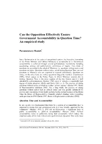 Can the Opposition Effectively Ensure Government Accountability in Question Time? an Empirical Study