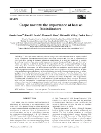 Carpe Noctem: the Importance of Bats As Bioindicators