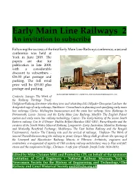 Early Main Line Railways 2 an Invitation to Subscribe