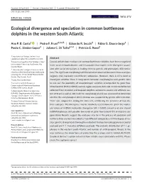 Ecological Divergence and Speciation in Common Bottlenose Dolphins in the Western South Atlantic
