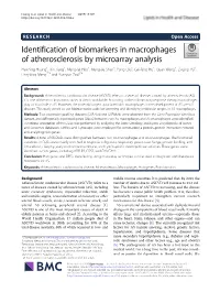 Identification of Biomarkers in Macrophages of Atherosclerosis By