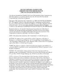Second Amended and Restated Certification of Incorporation Of
