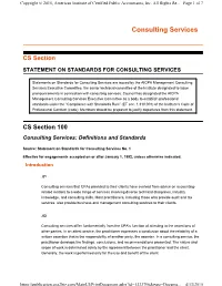 Statement on Standards for Consulting Services (SSCS)