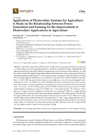 Application of Photovoltaic Systems for Agriculture: a Study On