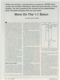 Baluns, W2FMI Does Review the Amateur Literature, Both Fact and Fanciful, on the Subject