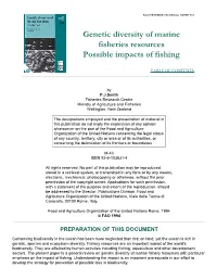 Genetic Diversity of Marine Fisheries Resources Possible Impacts of Fishing