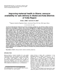 Improving Maternal Health in Ghana: Resource Availability for Safe Delivery in Akatsi and Keta Districts of Volta Region