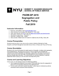Segregation and Public Policy Syllabus