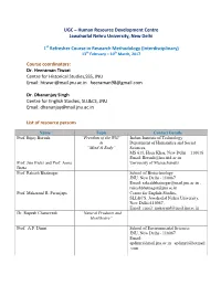 UGC – Human Resource Development Centre Jawaharlal Nehru University, New Delhi