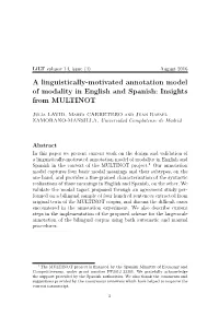 A Linguistically-Motivated Annotation Model of Modality in English and Spanish: Insights from MULTINOT