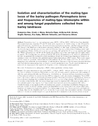 Isolation and Characterization of the Mating-Type Locus of the Barley
