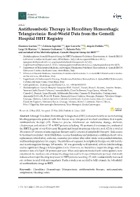 Real-World Data from the Gemelli Hospital HHT Registry