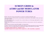 SCREEN GRIDS in AUDIO and RF MODULATOR POWER TUBES