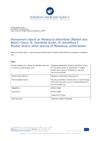 Assessment Report on Melaleuca Alternifolia (Maiden and Betch) Cheel, M