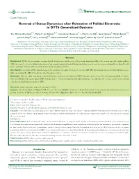 Case Reports Reversal of Status Dystonicus After Relocation of Pallidal Electrodes in DYT6 Generalized Dystonia
