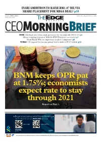Economists Expect Rate to Stay Through 2021 Report on Page 3