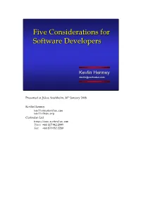 Five Considerations for Software Developers