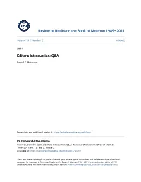 Editor's Introduction: Q&A