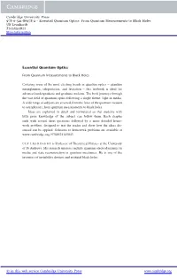 Essential Quantum Optics from Quantum Measurements to Black Holes Ulf Leonhardt University of St