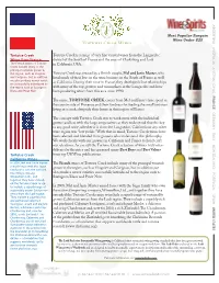 Tortoise Creek Is a Range of Very Fine Varietal Wines from the Languedoc