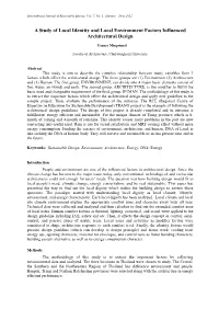 A Study of Local Identity and Local Environment Factors Influenced Architectural Design