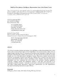End-User Perceptions of Intelligence Dissemination from a State Fusion Center