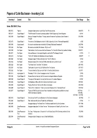 Papers of Colin Buchanan - Inventory List