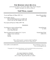 Rededication Recital Program