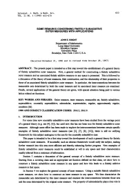 SOME REMARKS CONCERNING FINITELY Subaddmve OUTER MEASURES with APPUCATIONS