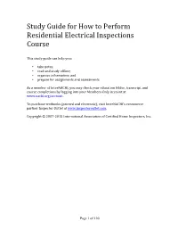 Study Guide for How to Perform Residential Electrical Inspections Course