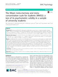 The Mizan Meta-Memory and Meta-Concentration Scale for Students (MMSS) in University Students
